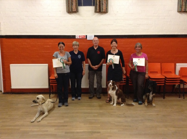 Bronze Awards: Carly and Paco, Gill (Instructor), Keith (Examiner), Wendy and Willow, Sandra and Bond
